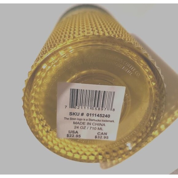 Starbucks 2023 Gradient Lemon Yellow Blue Studded 24 oz Tumbler Cold Cup - Picture 2 of 2